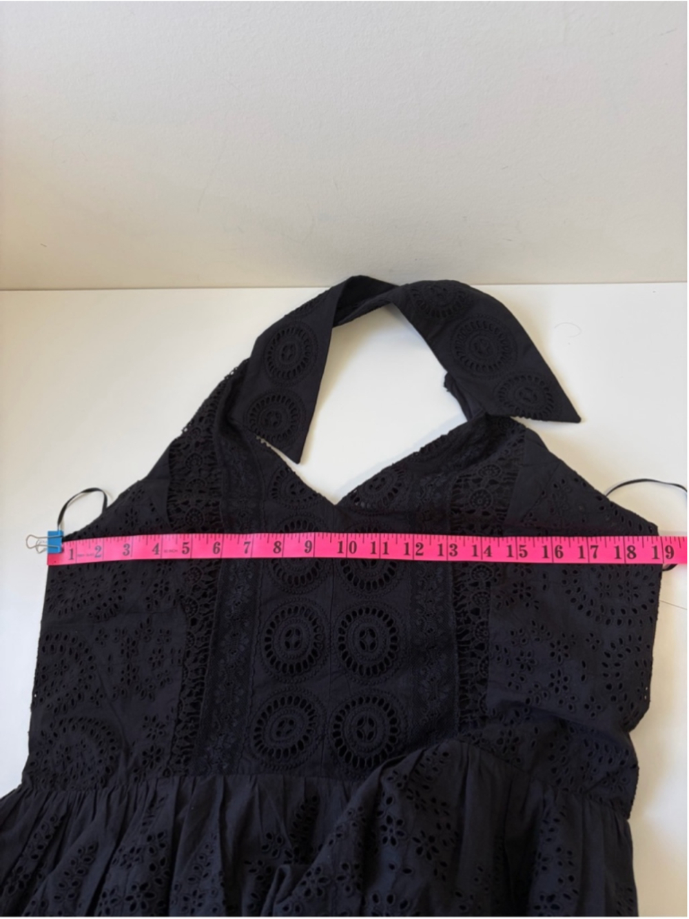 Caroline Constas Aya Black Eyelet Halter Mini Dress Size M - Picture 7 of 9